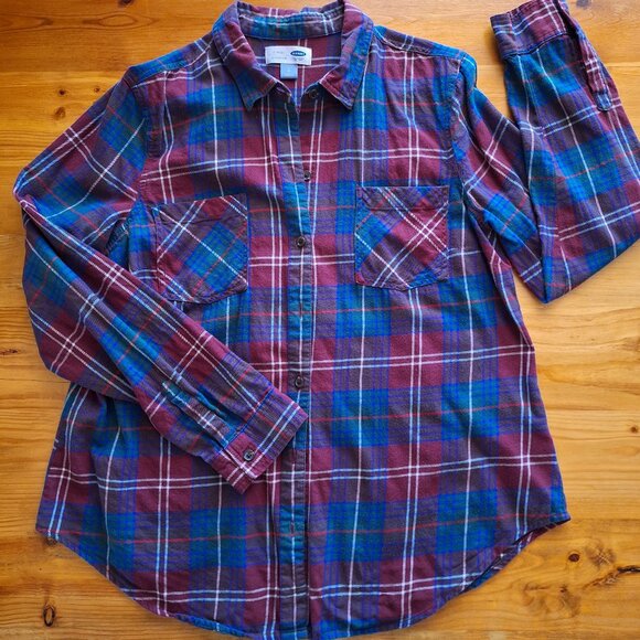 Old Navy Tops - Old Navy Multi-Colored Plaid Button-Down Long Sleeve Shirt
